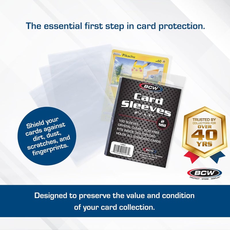 BCW Penny Sleeves - 1000 Crystal Clear Acid-Free Sleeves - 2-5/8" x 3-5/8" | for Trading Cards - Baseball, Basketball, Football, Hockey, Pokemon, MTG - Image 2